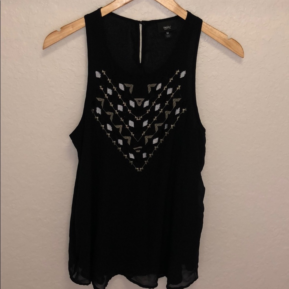 Black Sequin Print Blouse